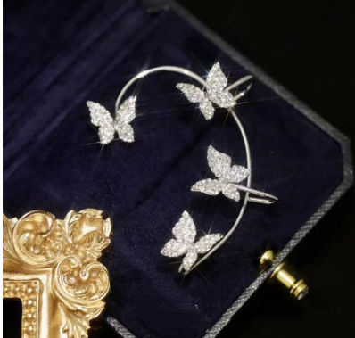 Pendiente de moda, clip de oreja de mariposa y joya de gancho para la oreja