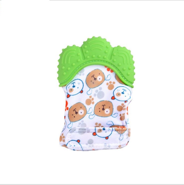 Anneau de dentition pour bébé, gants molaires en silicone anti-morsure, jouets sonores pour enfants