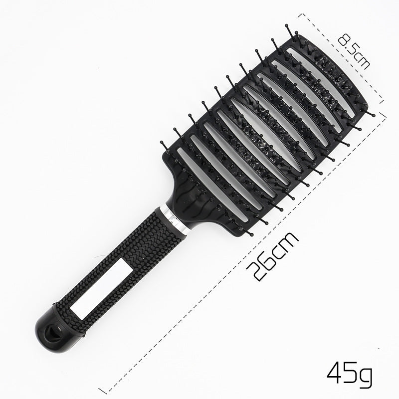 Cepillo para el cabello antinudos Brushy, desenredante para mujer, cerdas de nailon, masajeador de cuero cabelludo, peine para el cabello