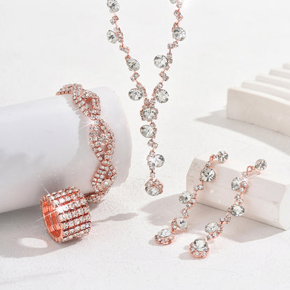 Collier en cristal, boucles d'oreilles et bracelet tendance
