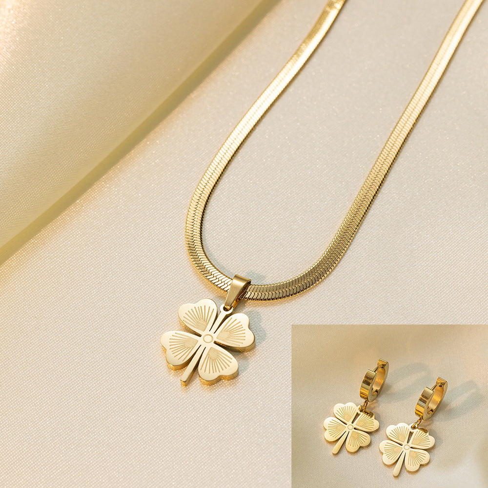 Juego de joyas de acero inoxidable para mujer: collar y pendientes