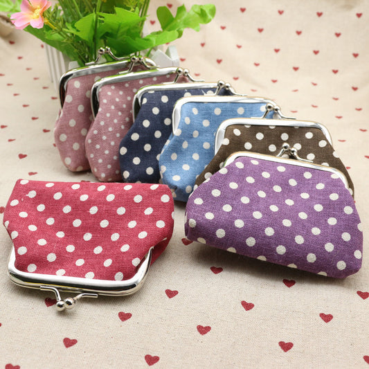 Monedero de tela de lino con puntos, cartera para niños, monedero creativo, pequeño regalo de Taobao al por mayor