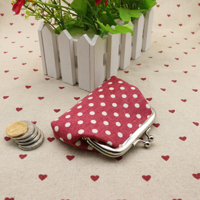 Sac à monnaie en tissu de lin à pois zéro pour enfants, portefeuille créatif, petit cadeau Taobao, vente en gros