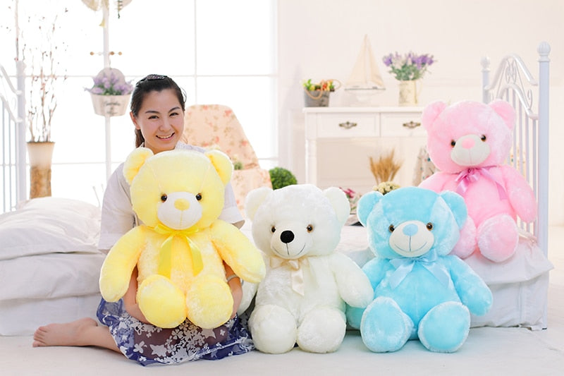 Ours en peluche lumineux à LED, jouet en peluche coloré et brillant, cadeau de Noël pour enfants, oreiller