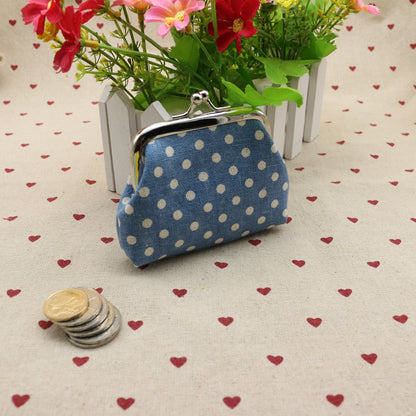 Sac à monnaie en tissu de lin à pois zéro pour enfants, portefeuille créatif, petit cadeau Taobao, vente en gros