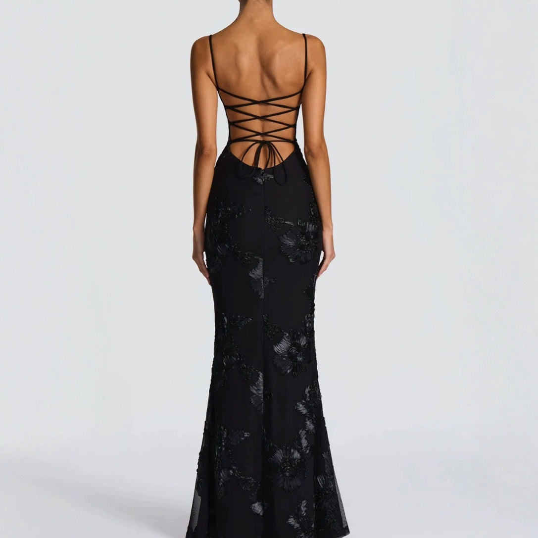 Robe de soirée ornée de fleurs, haut de gamme, élégante et amincissante