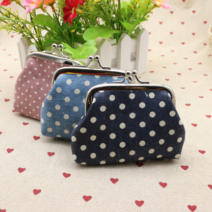 Sac à monnaie en tissu de lin à pois zéro pour enfants, portefeuille créatif, petit cadeau Taobao, vente en gros