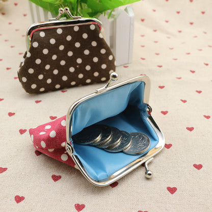 Sac à monnaie en tissu de lin à pois zéro pour enfants, portefeuille créatif, petit cadeau Taobao, vente en gros