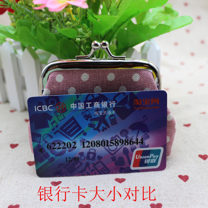 Sac à monnaie en tissu de lin à pois zéro pour enfants, portefeuille créatif, petit cadeau Taobao, vente en gros
