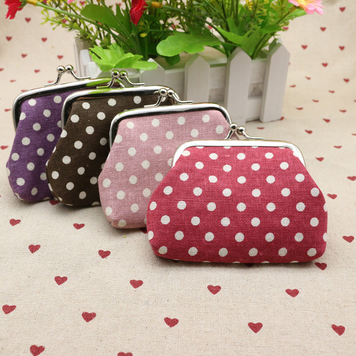 Sac à monnaie en tissu de lin à pois zéro pour enfants, portefeuille créatif, petit cadeau Taobao, vente en gros