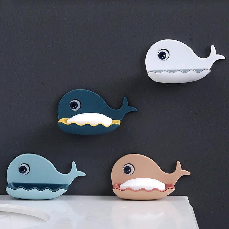 Whale Shape Free Punch Soap Rack Bathroom Drain Soap Box Toilet Soap Rack Wall-Mounted Rack by eprolo