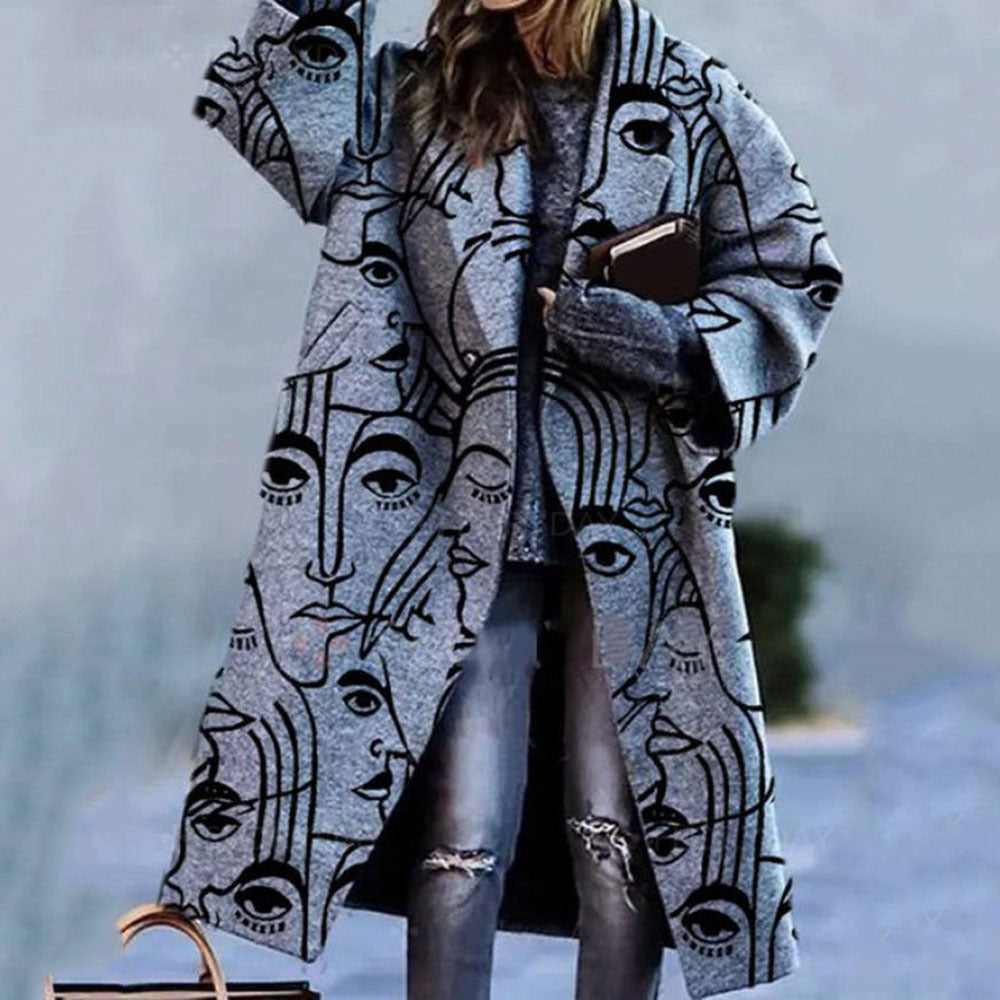 Manteau à carreaux à manches longues pour femmes, assorti de couleurs