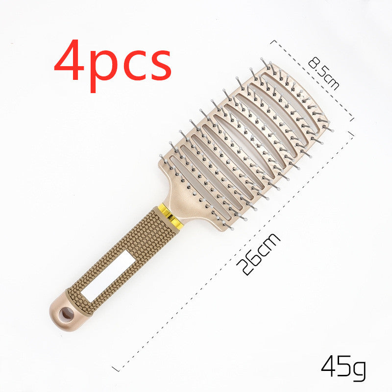 Cepillo para el cabello antinudos Brushy, desenredante para mujer, cerdas de nailon, masajeador de cuero cabelludo, peine para el cabello