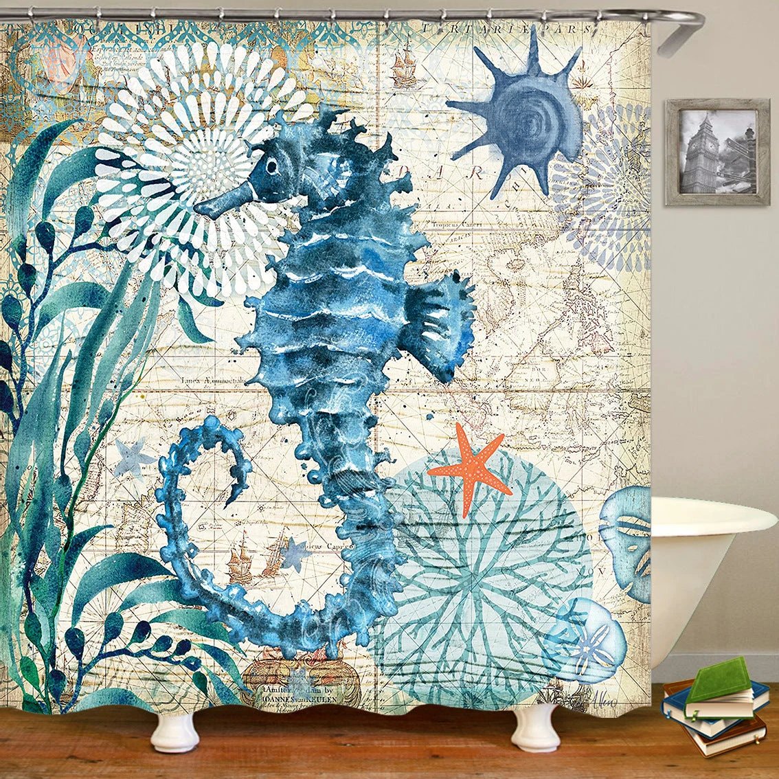 sea worldl Style Pattern Bathroom Shower Curtain by eprolo