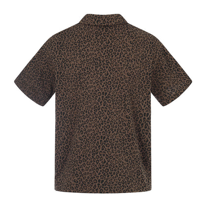 Leopard print short sleeved polo shirt