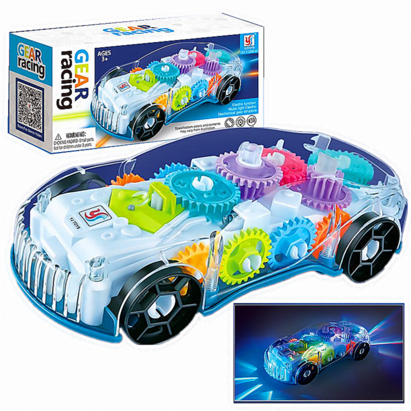 Voiture Miniature Électrique Transparente Musicale avec Engrenages Apparents