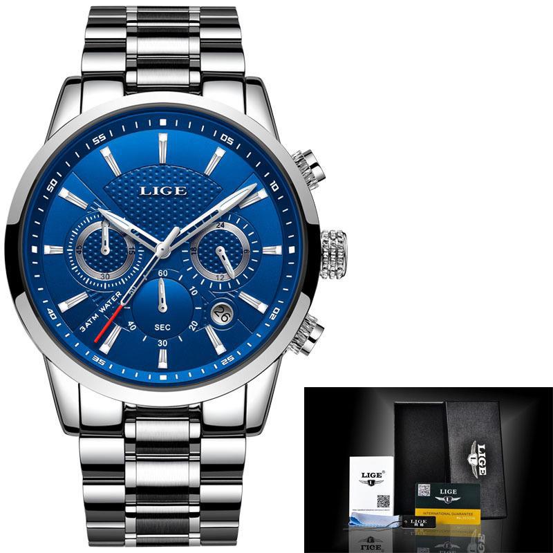Reloj de cuarzo deportivo para hombre con correa de acero impermeable