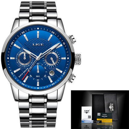Reloj de cuarzo deportivo para hombre con correa de acero impermeable
