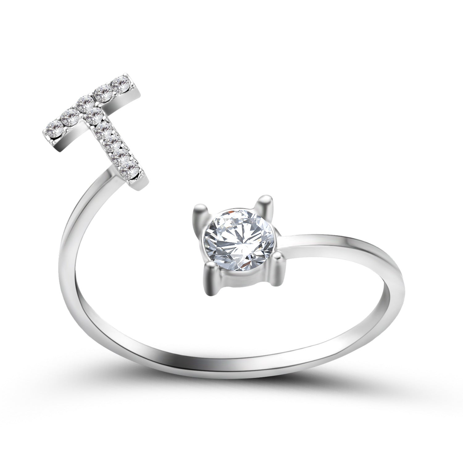 Anillo ajustable de nuevo diseño con 26 letras iniciales, joyería de moda para mujer, joyería simple y elegante