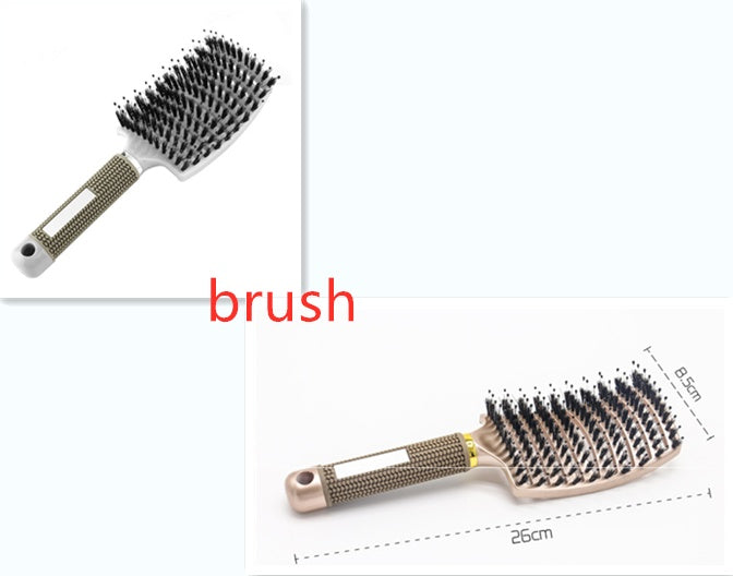 Cepillo para el cabello antinudos Brushy, desenredante para mujer, cerdas de nailon, masajeador de cuero cabelludo, peine para el cabello