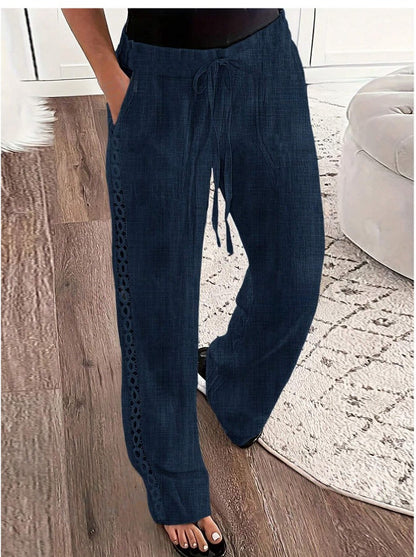 Pantalon décontracté type jean à lacets sur les côtés