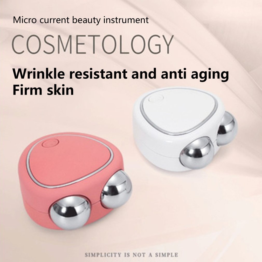 Instrumento portátil de belleza facial de microcorriente para levantar, adelgazar y reducir el edema con masajeador de doble rodillo