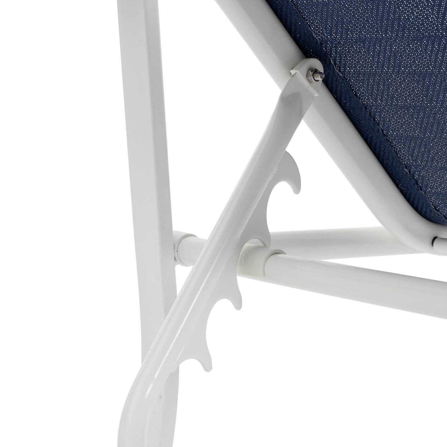 Ensemble de 3 chaises longues de terrasse, chaise longue d'extérieur avec 5 dossiers réglables, cadre en acier robuste, blanc bleu