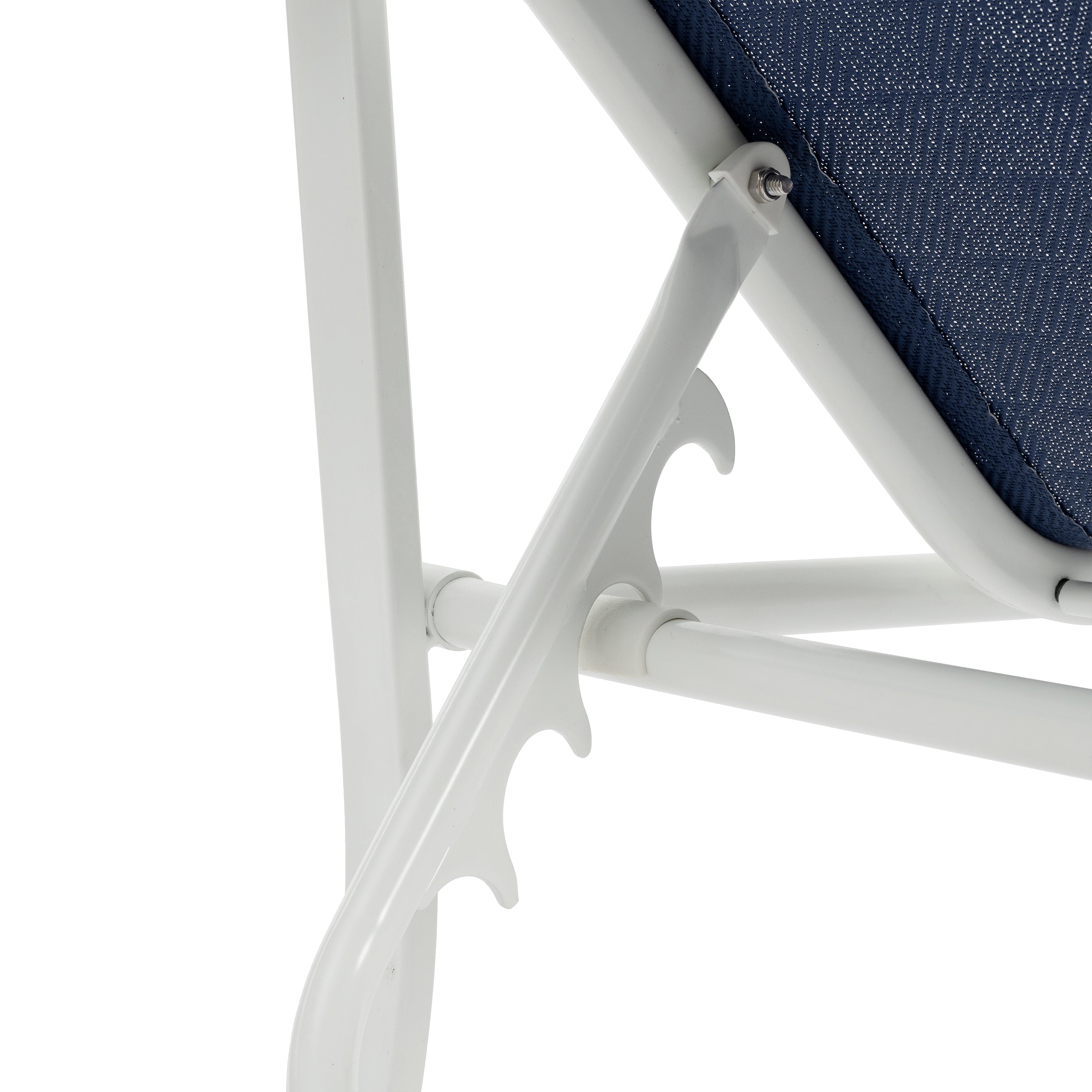 Ensemble de 3 chaises longues de terrasse, chaise longue d'extérieur avec 5 dossiers réglables, cadre en acier robuste, blanc bleu