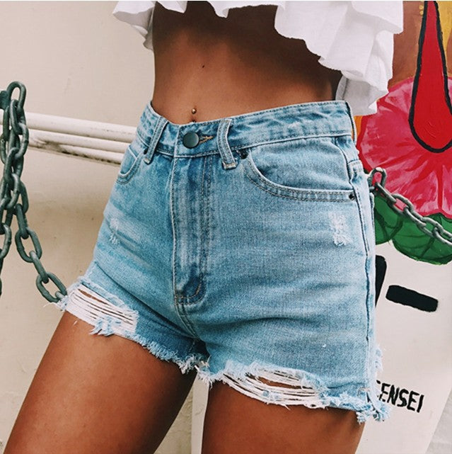 Shorts en jean déchirés classiques style rétro pour femmes