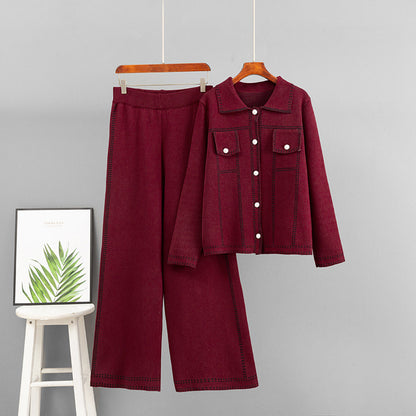 Conjunto de chaqueta suelta con cuello polo