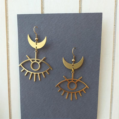 Boucles d'oreilles pendantes gothiques simples en forme de croissant et de grands yeux, très prisées