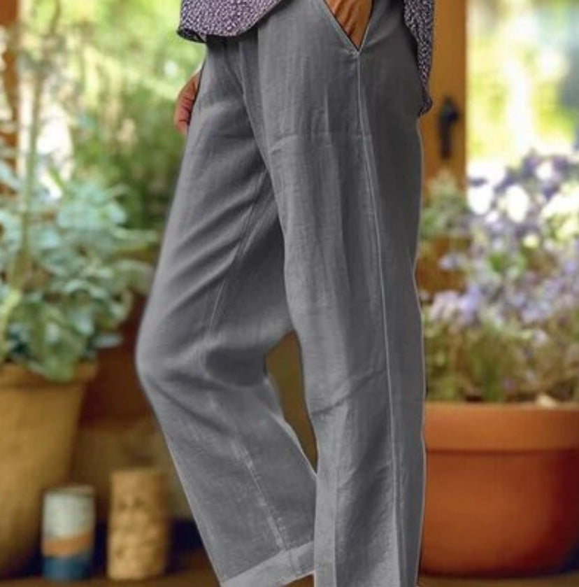 Pantalon décontracté droit pour femme, ample et simple, de couleur unie et à la mode