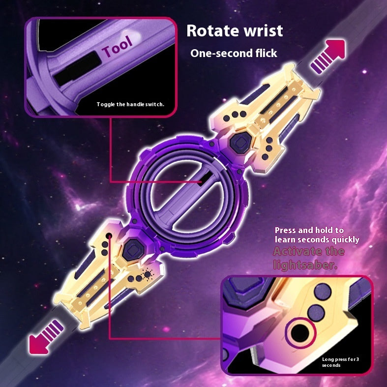Fire Spinning Sword Double Blade Telescopic War Bearing Rotating Cool Luminous Toy