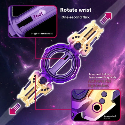 Épée rotative de feu à double lame Télescopique Avec roulement Guerre Rotative Jouet lumineux cool