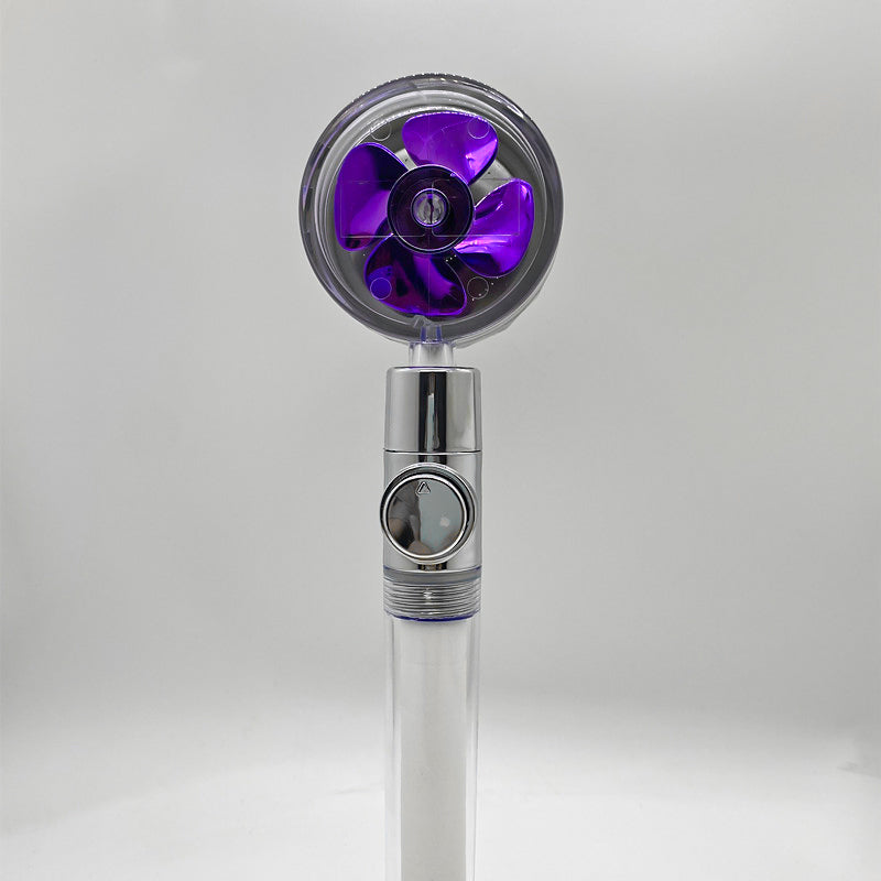 Cabezal de Ducha con Ahorro de Agua, Flujo Giratorio 360 Grados con Pequeño Ventilador, Boquilla Rociadora de Alta Presión de Lluvia de ABS, Accesorios de Baño