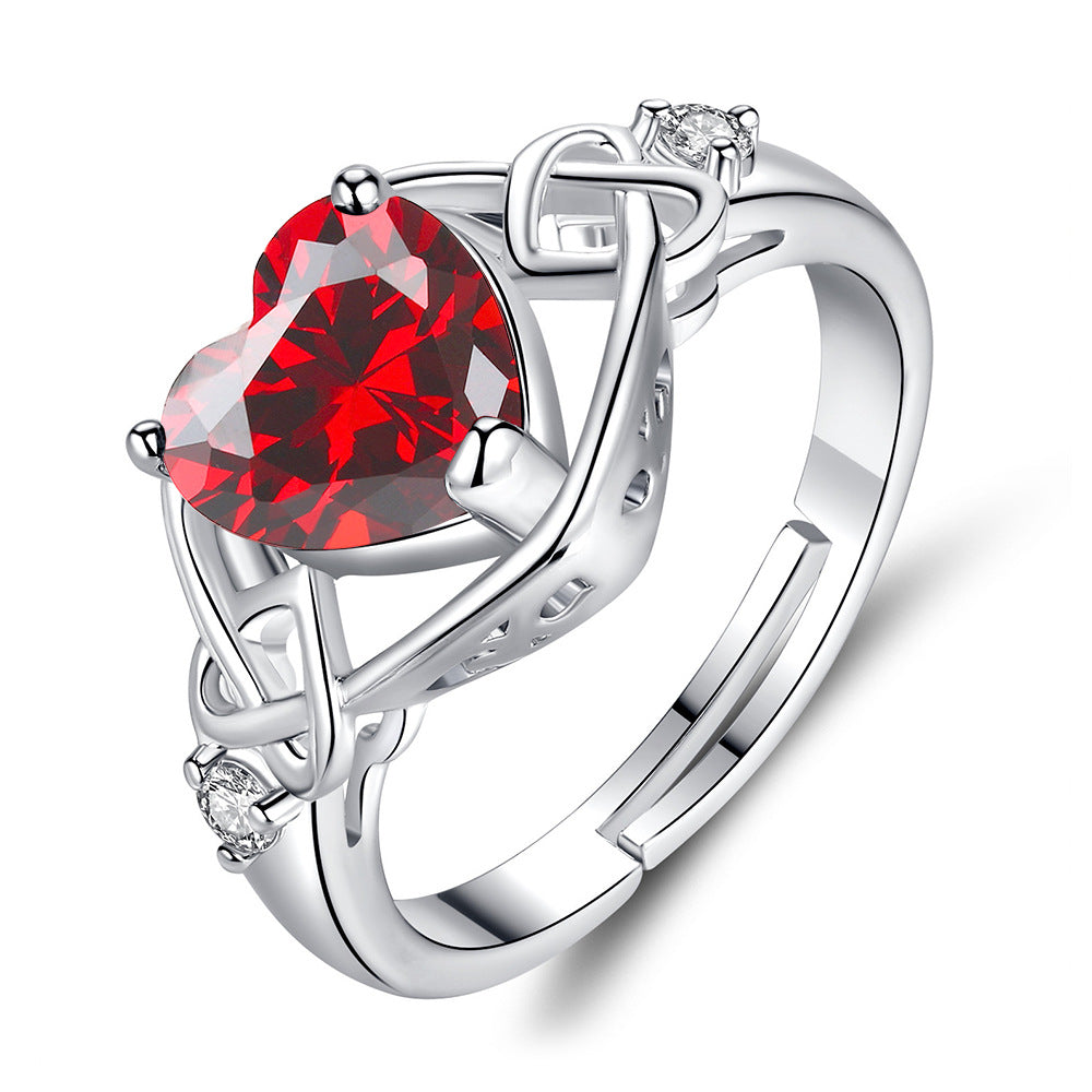 Parure de bijoux en rubis en forme de cœur