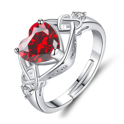 Parure de bijoux en rubis en forme de cœur