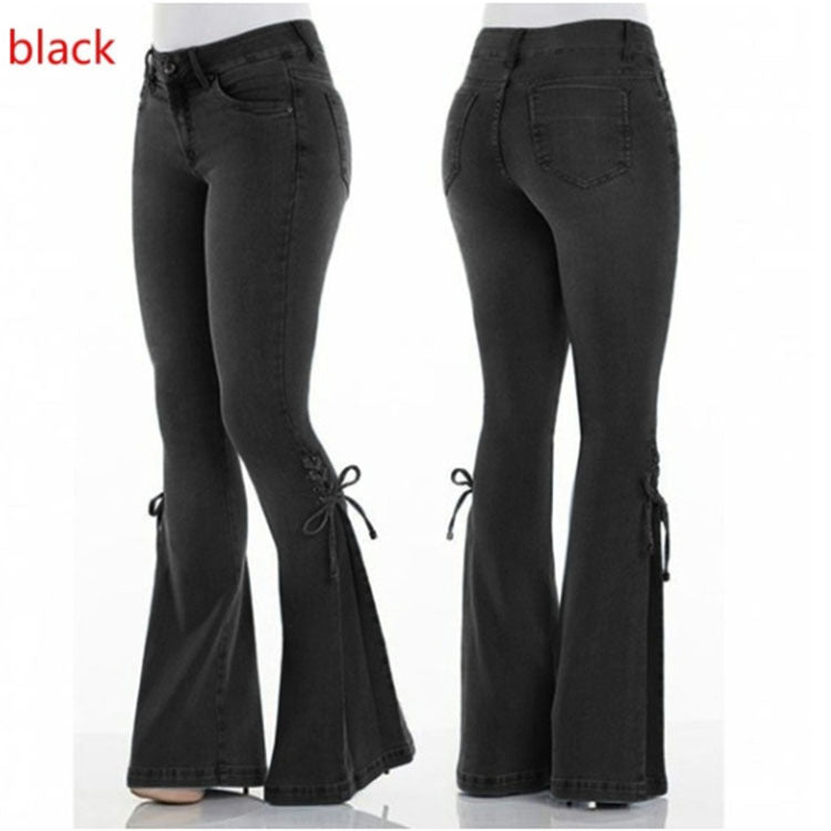 Vaqueros de mujer tiro medio, pantalones vaqueros elásticos