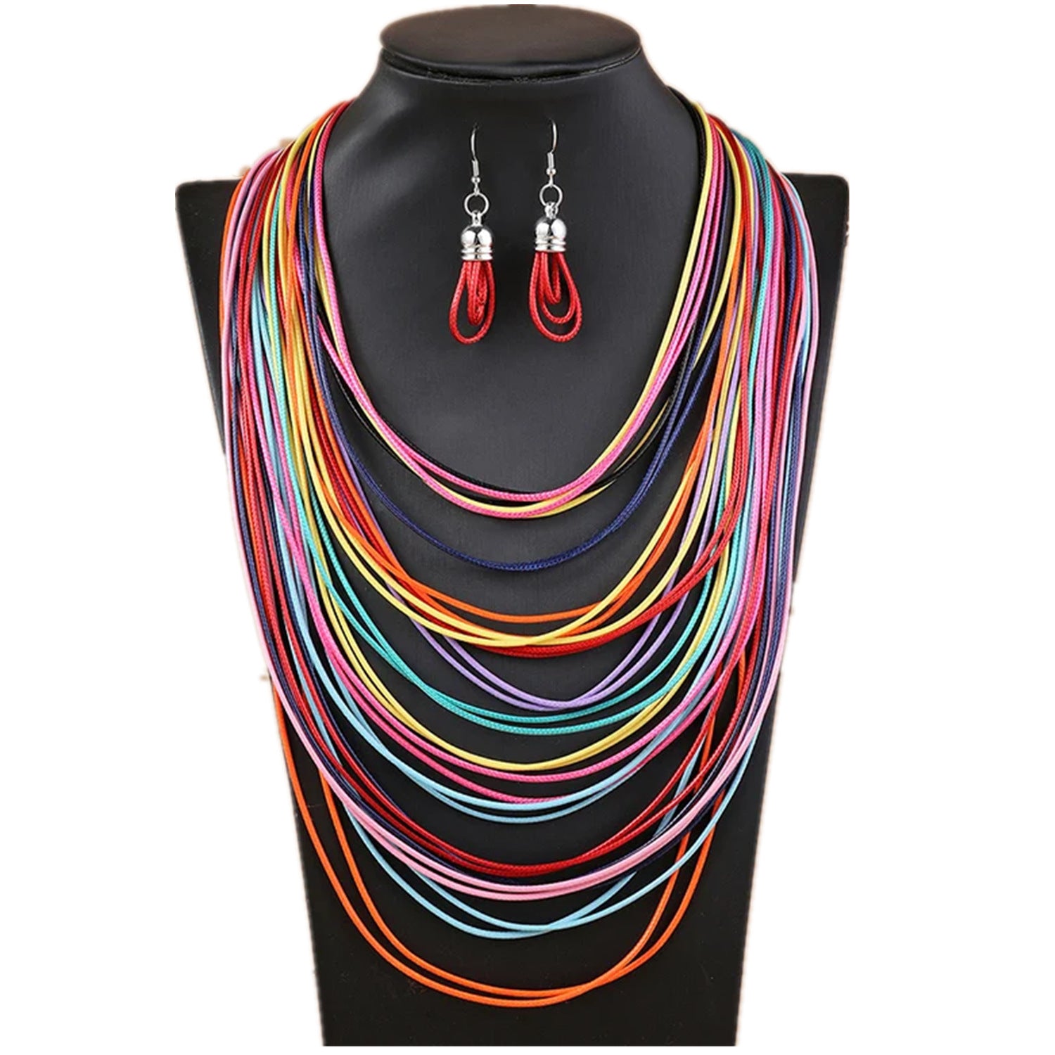 Ensemble collier gland multi-couches en cordon ciré