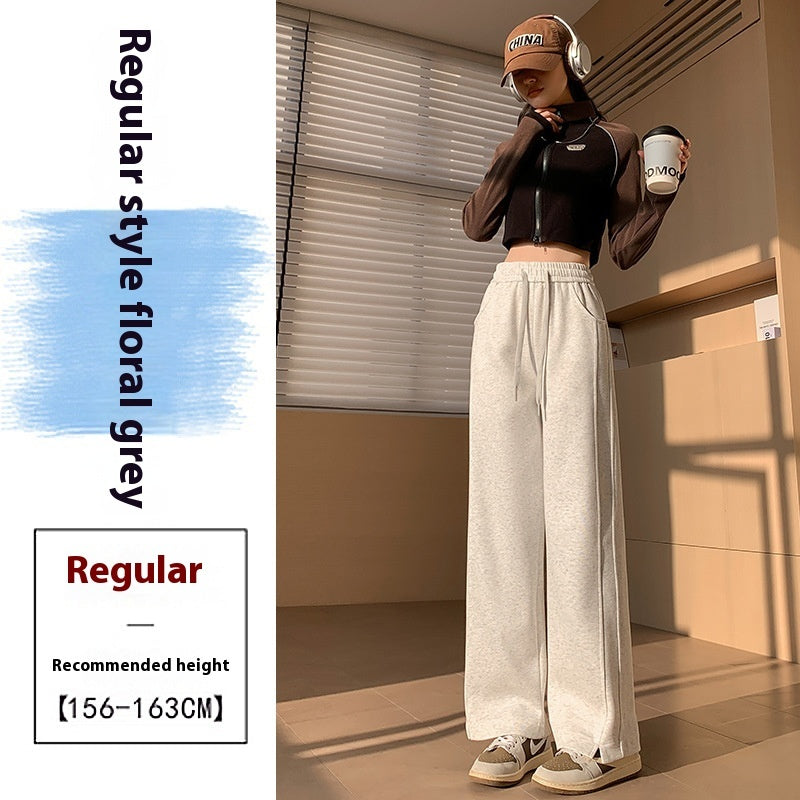 Pantalon de survêtement taille haute, long, fin, droit et ample pour le sport et les loisirs