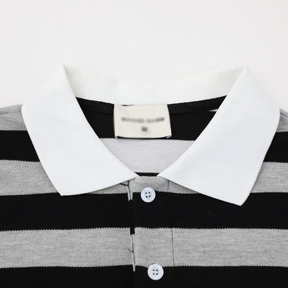 Polo shirt with contrasting stripes and short sleeves