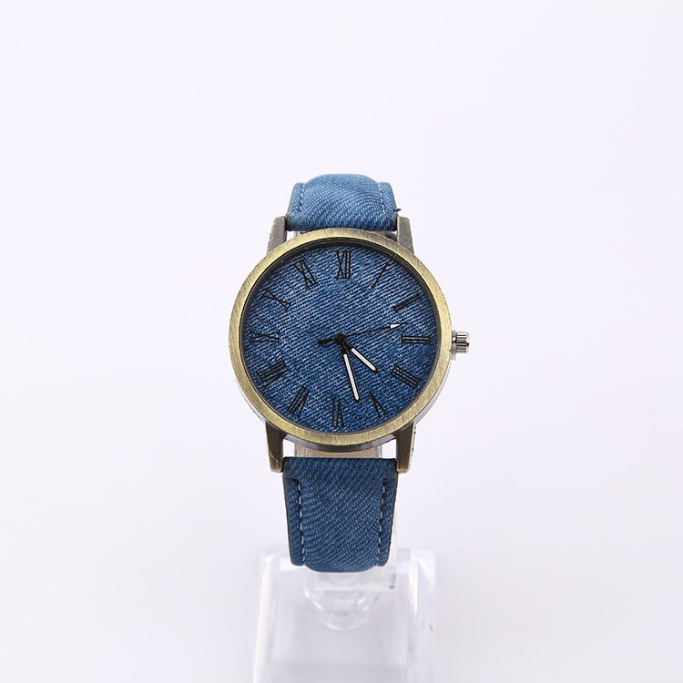 Montre à Quartz Femme en Jean Décontractée avec Ceinture