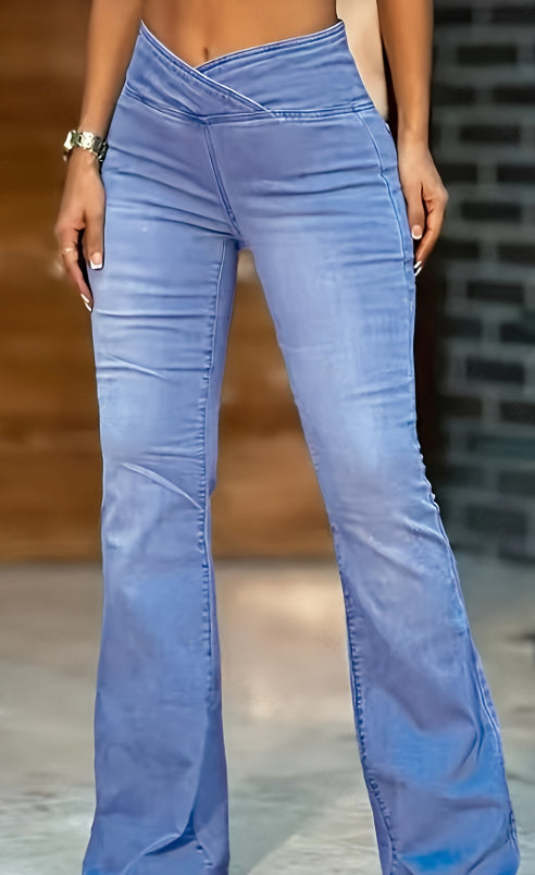 Pantalones vaqueros de campana de imitación de alta calidad, transfronterizos, de levantamiento de cadera, para mujer, estilo europeo y americano.