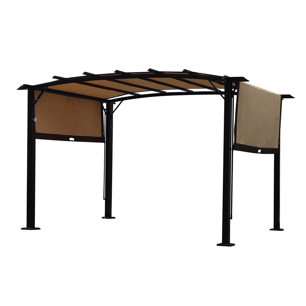 Pergola de jardin extérieure 3,6 x 2,7 m, auvent rétractable, gloriette en acier, abri solaire pour jardins