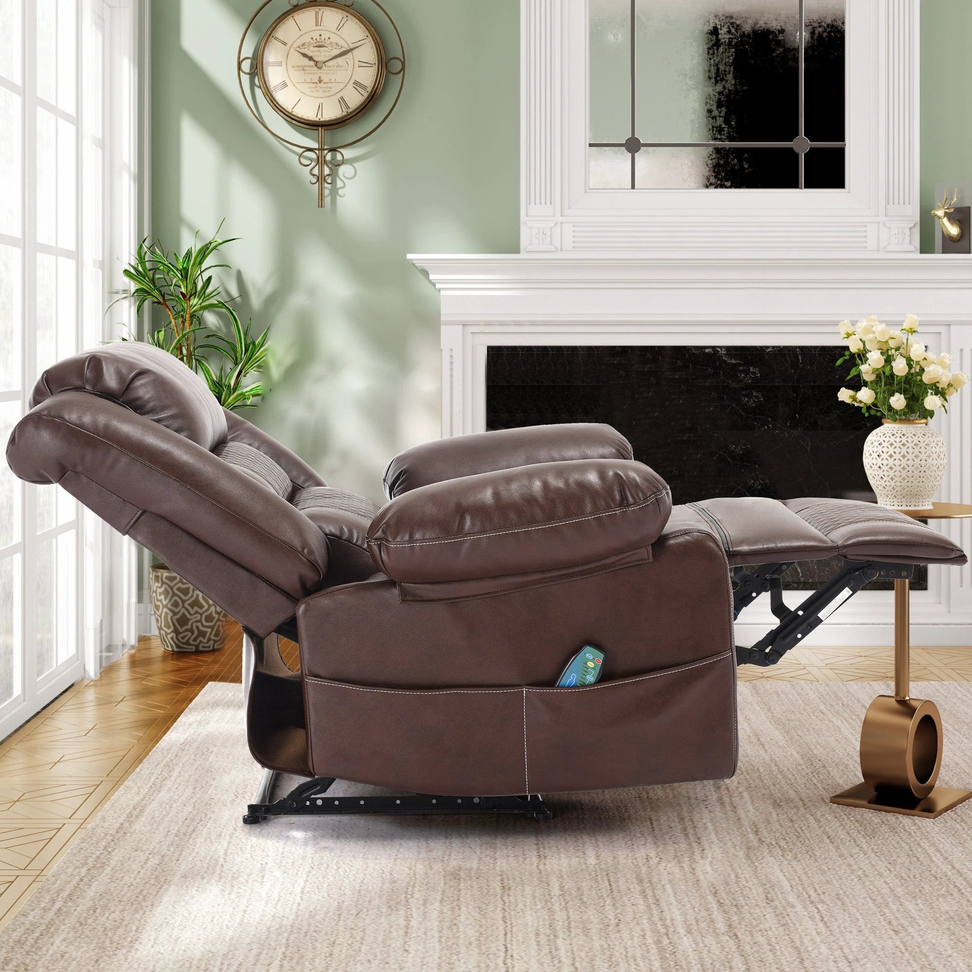 Breathable Leather Massage Recliner Chair Manual Living Room Reclining Sofa by eprolo