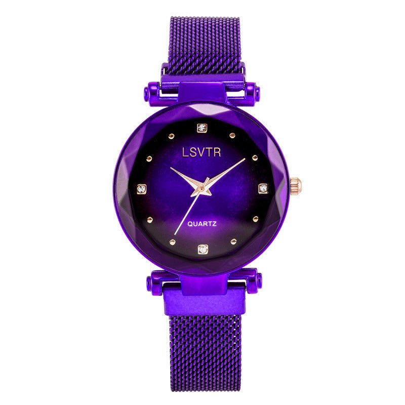 Montre à absorption de fer avec bracelet magnétique paresseux en quartz étoilé pour femme