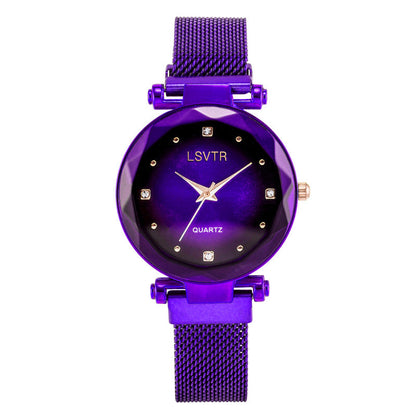 Montre à absorption de fer avec bracelet magnétique paresseux en quartz étoilé pour femme