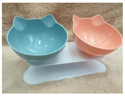 Nuevo cuenco inclinado para mascotas con orejas de gato, boca oblicua y transparente