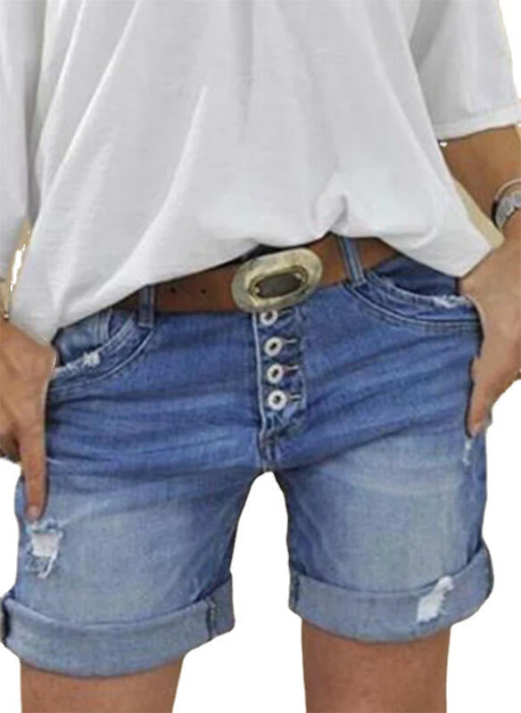Short en jean taille haute pour femme