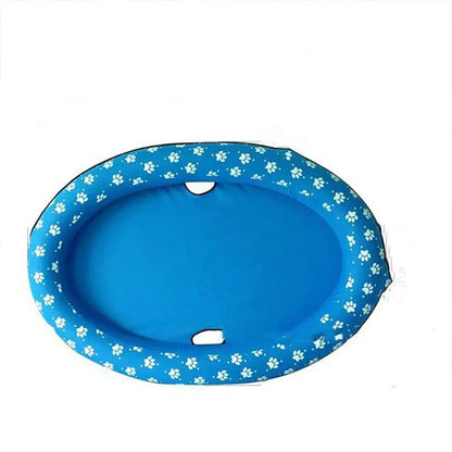 Dog swimming pool inflatable hammock AdTec, blue with white paw prints